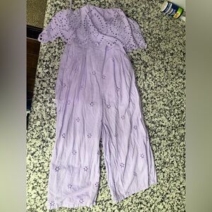 miami Lavender Eyelet Wide-Leg Jumpsuit